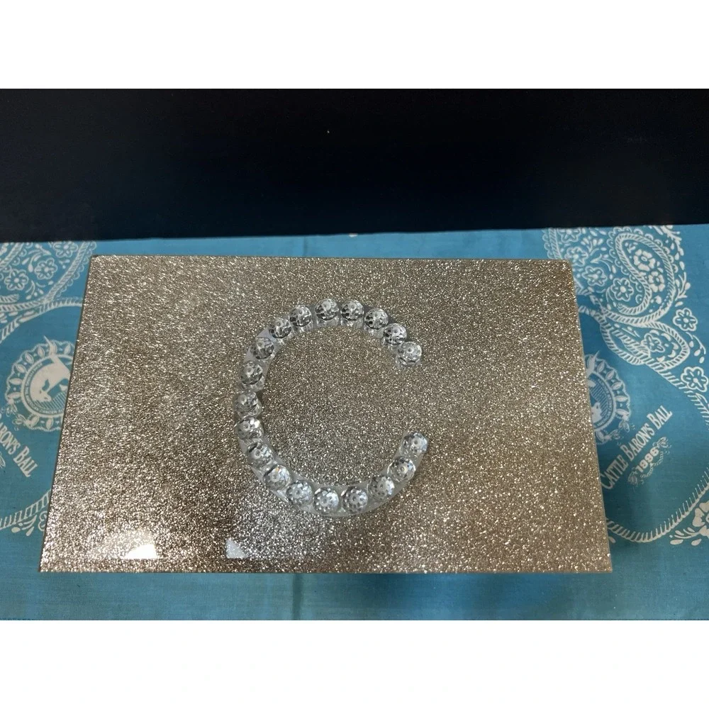 BEAUTIFUL SPARKLING GOLD INITIAL C 8X5X3 JEWELRY/TRINKET BOX  ( 1532)‎